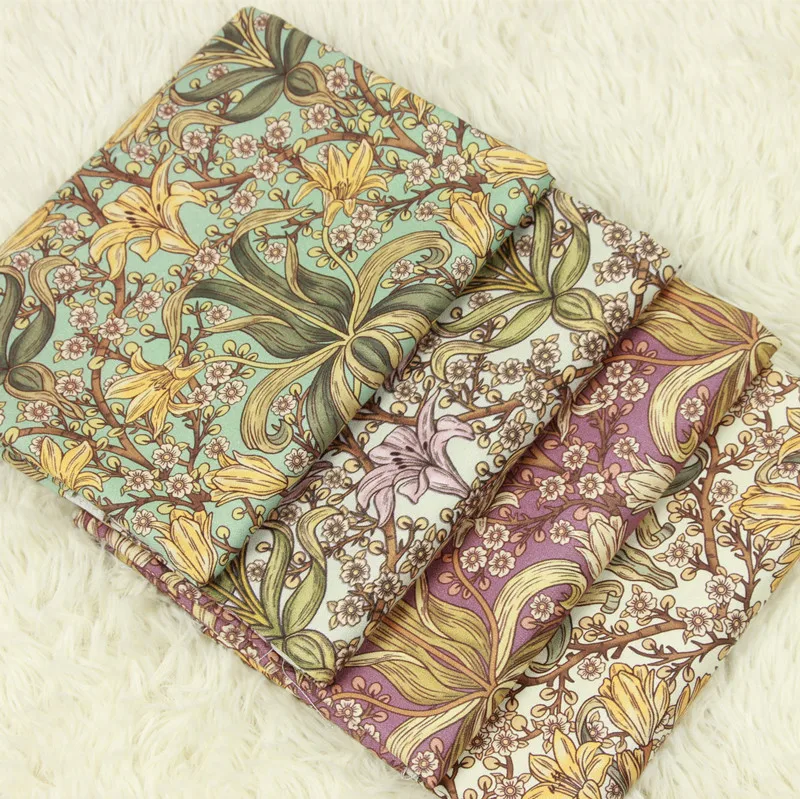 

half yard import plain cotton fabric with Northern Europe flower print, handmade DIY garment dress tissu B292