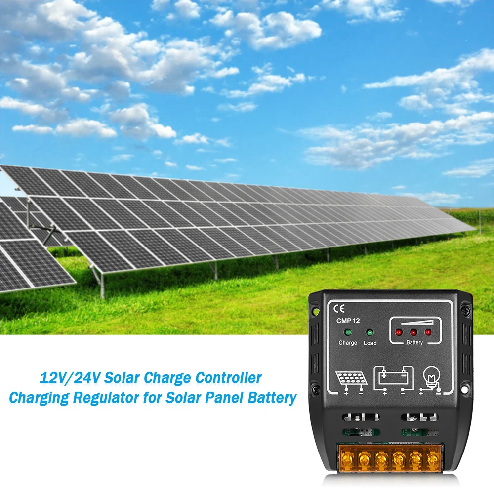 

Anself Solar Charge Controller Charging Regulator for Solar Panel Battery Overload Protection 10A 12V/24V