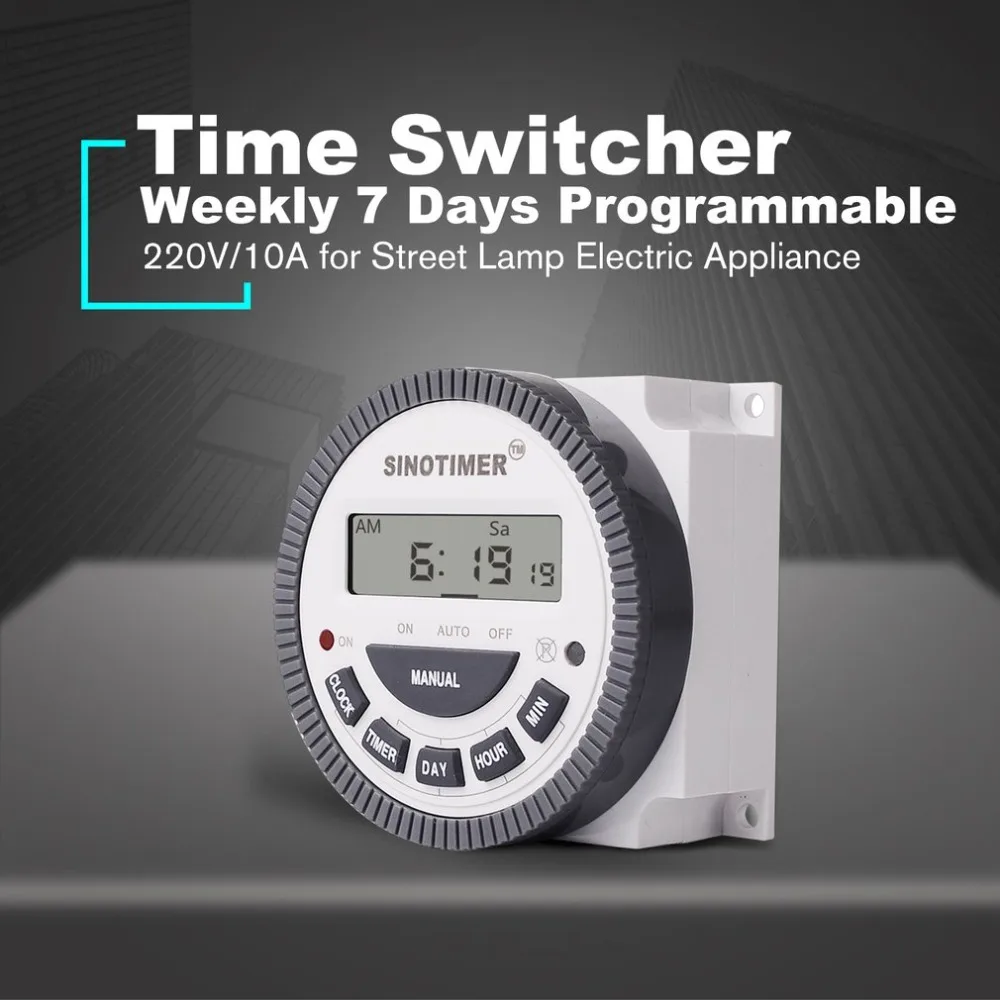 SINOTIMER 220V 10A Weekly 7 дней программируемый цифровой реле времени управление таймером