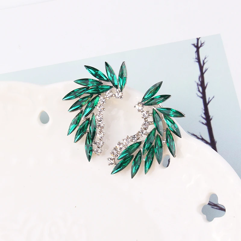 Mitoky Shining Rhinestone Wings Stud Earrings Acrylic Crystal Stone Women Piercing Trendy Wedding Jewelry Christmas Gif | Украшения и