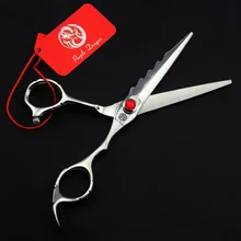 545#6 дюймов бренд фиолетовый дракон Красный камень высшего сорта парикмахерские Ножницы JP 440C дома салон парикмахеры Резка Ножницы ножницы волос