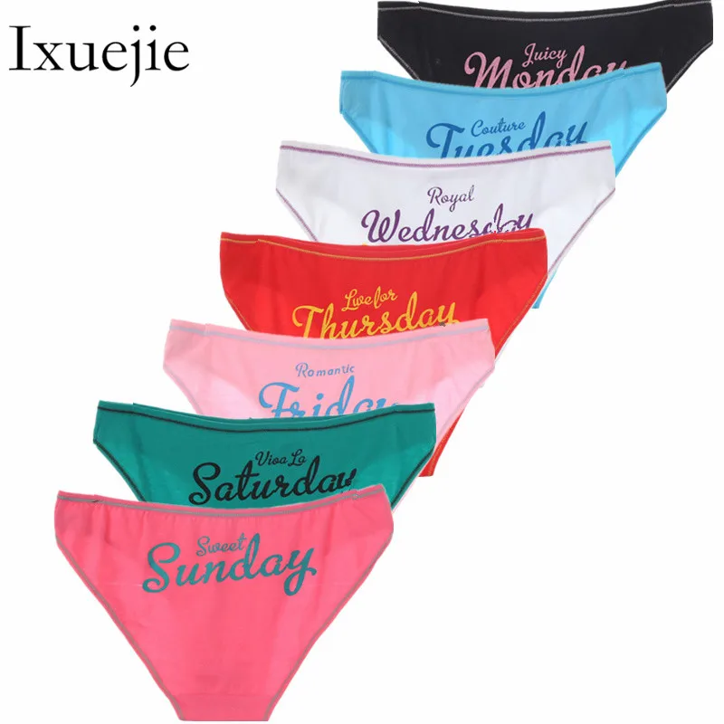 

7pcs/lot Women Cotton Week Underwear Low Waist Briefs Fashion Briefs Ladies Panties