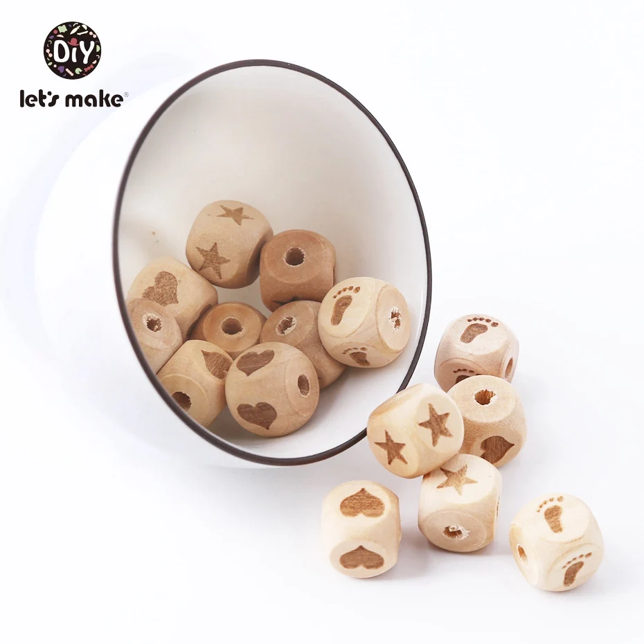 wooden printed beads