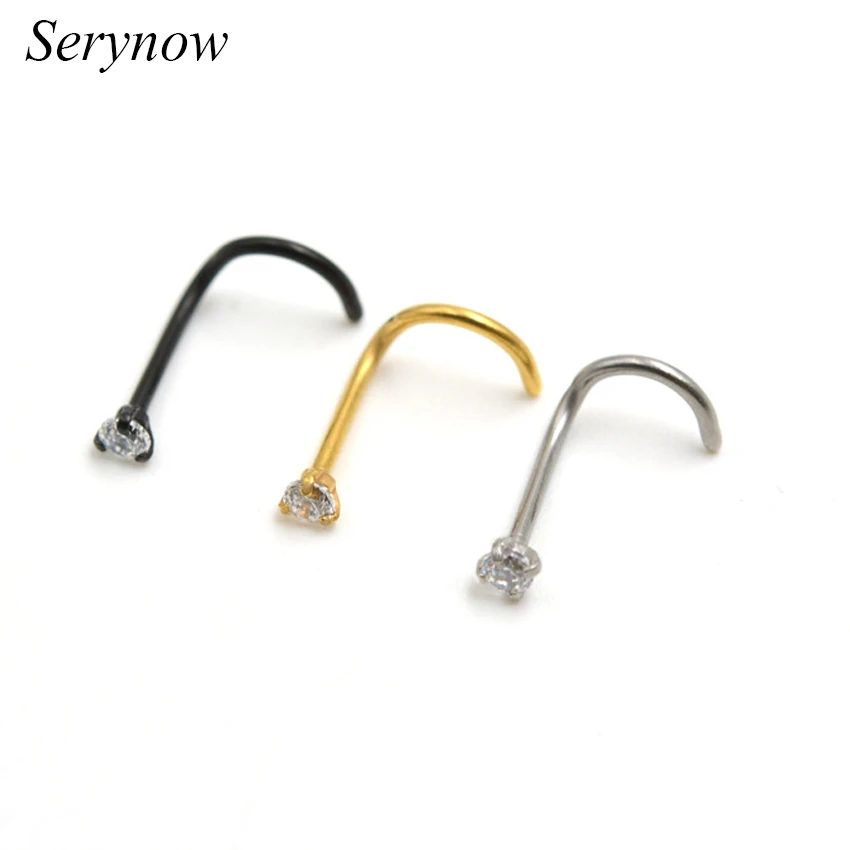 Wholesales 30pcs/lot 2mm Zircon Gem Twist Curve Screw Nose Nostril