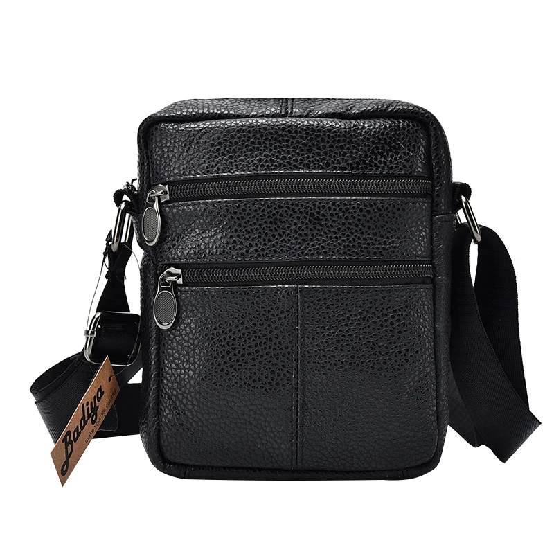 حقيقية جلد البقر رجال الأعمال حقيبة ساعي سستة تصميم الصلبة Crossbody أكياس رجل قدرة كبيرة الأسود حقيبة كتف للرجل