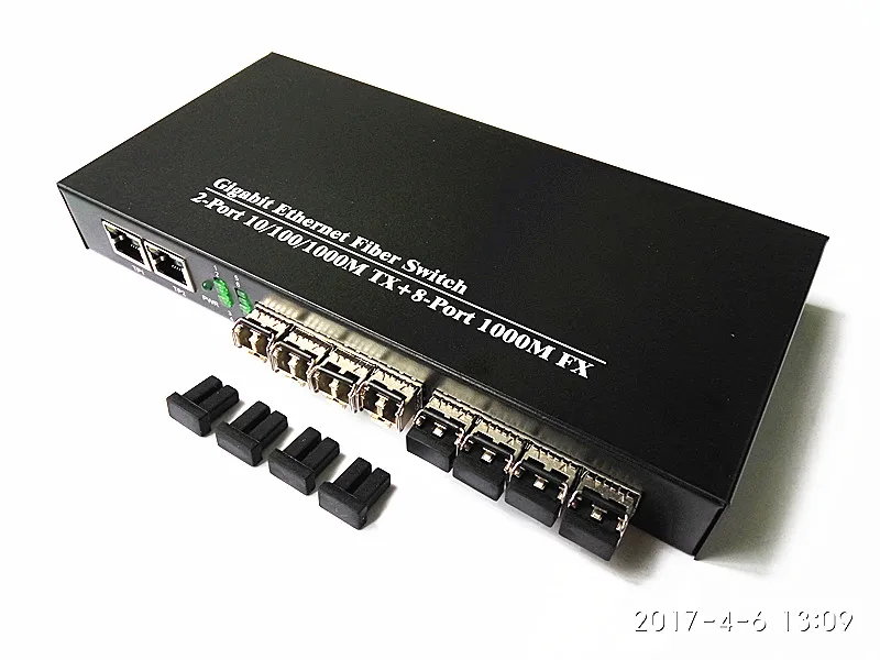 10 портовый гигабитный волоконный коммутатор с 2 портами RJ45 + 8 sfp сетевой 4 парой