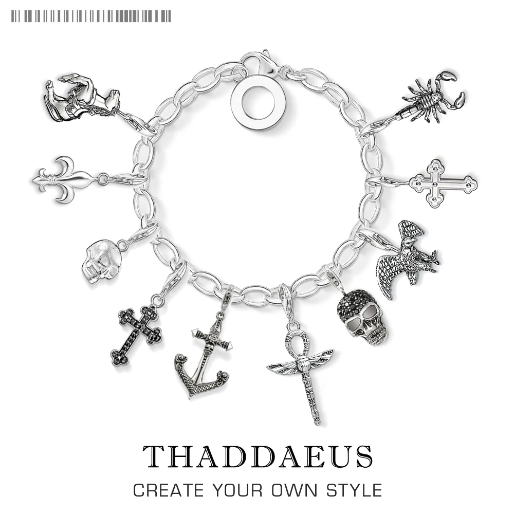 

Skull Anchor Cross Charm Thomas Style Good Jewelry Punk Club Gift In 925 Sterling Silver Fit Fashion Bag Bracelet Accessories