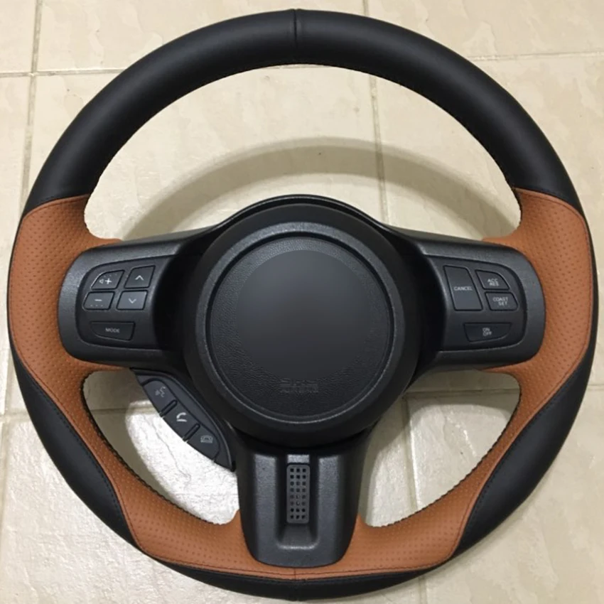 

Black Leather Brown Leather Car Steering Wheel Cover for Mitsubishi Lancer 10 EVO Evolution