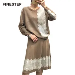 Для женщин вязаная юбка набор роскошный Для женщин свитера Высокое качество двух частей трикотажные Комплекты Женские