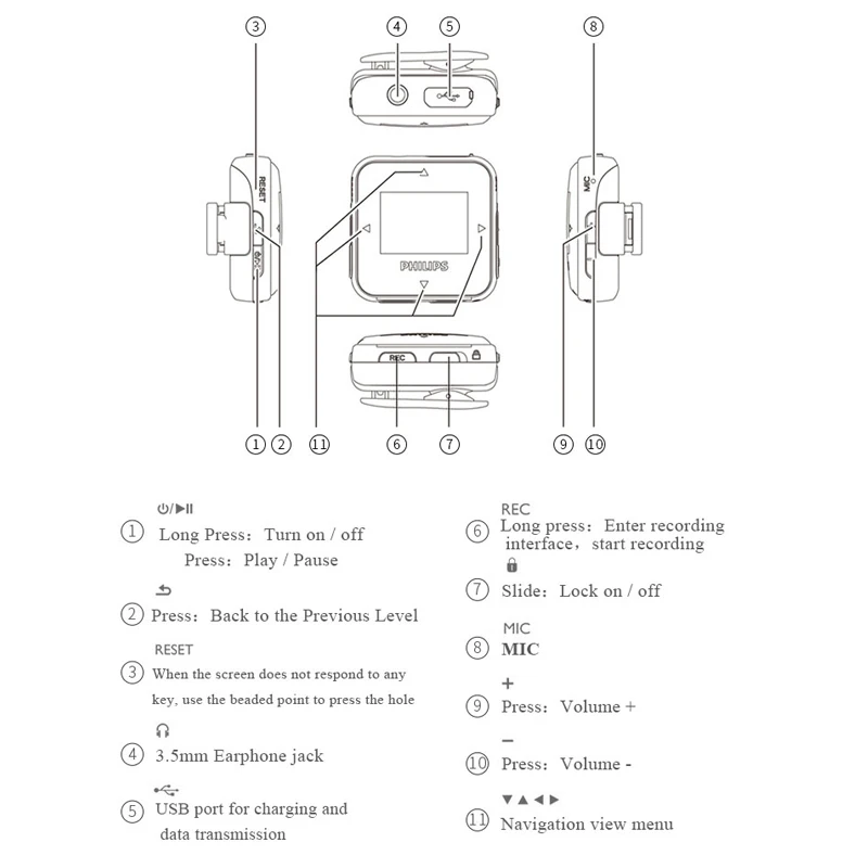 Philips Original Music MP3 Player 8GB Sports Clip