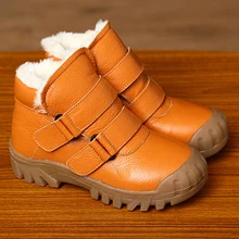 Kalupao/зимние ботинки для девочек и мальчиков; детские зимние ботинки для мальчиков и девочек; зимняя обувь на меху; кожаные детские ботинки для девочек; нескользящие