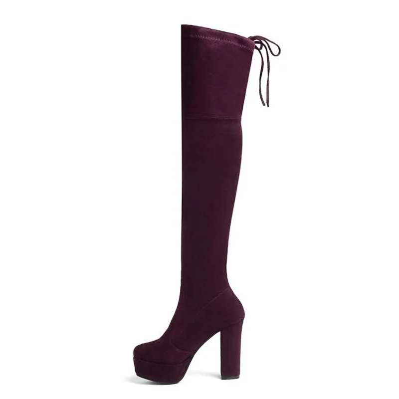 Alto Femminili E Khaki Della Coscia blue Scamosciata dark Inverno Quadrato Del Il Autunno Tacco Donna Pelle Scarpe Alta light Nuovo Piattaforma In Sopra Faux Ginocchio Red wine Spessore Stivali black red orange Di camell Grey Da Grey x41w4TYqI