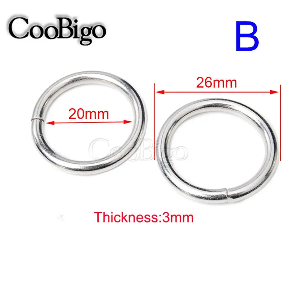 50 шт. несварное металлическое уплотнительное кольцо 5/" 3/4" " Серебристое и черное никелированное кольцо для рюкзака, ошейника, ремней, сумки, аксессуары для самостоятельной сборки - Цвет: B Style Silver