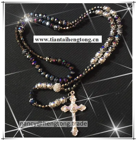 8mm black blingbling crystal rosary 