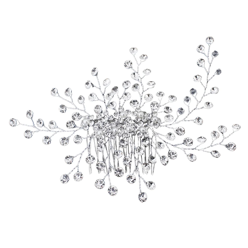 

XinYun Bridal Hair Comb Shiny Rhinestones Hair Accessories Party Hair Decoration Pearl Wedding Tiara Women Hair Accessories