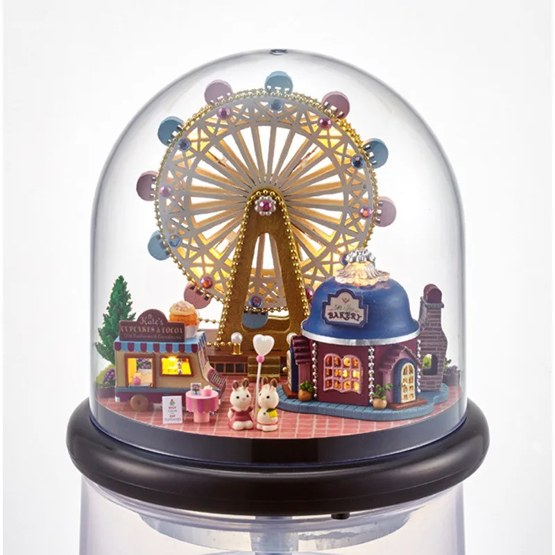 

CUTE ROOM Diy Dollhouse Miniaturas Dollhouse with Furnitures Wooden Toys House for Children Birthday Gift Happy Ferris Wheel