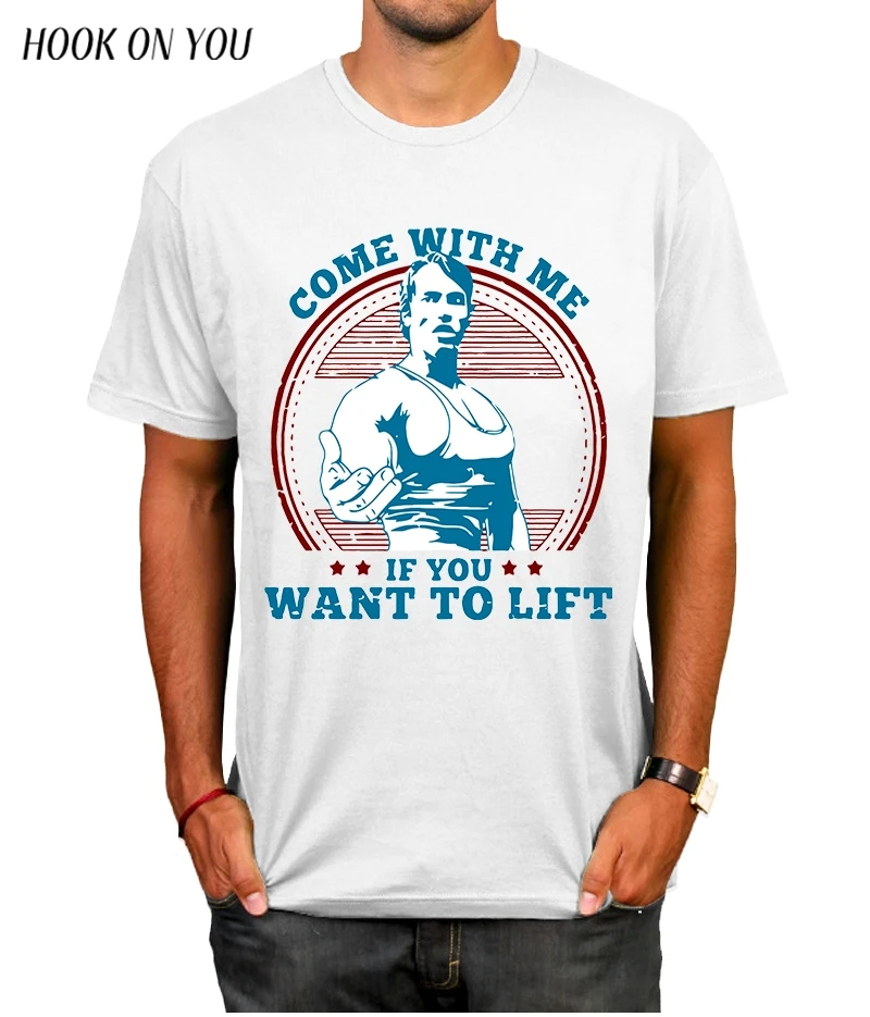 Поставляются со мной, если вы хотите поднять Арнольд Шварценеггер футболка повседневные мужские Hipster Фитнес футболки летние футболки, мужская футболка - Цвет: JP0061-2