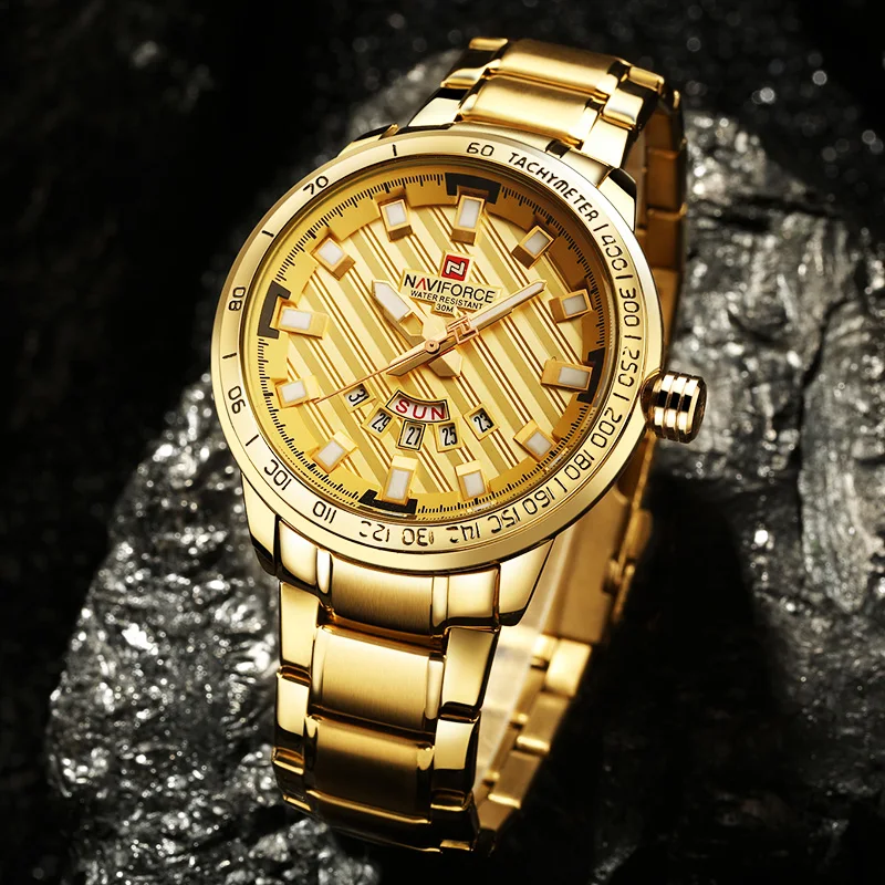 

Naviforce Top Brand Luxury Stainless Steel Gold Watch Men Luxury Men Watch Gold Relogio Masculino Watches Mens 2019