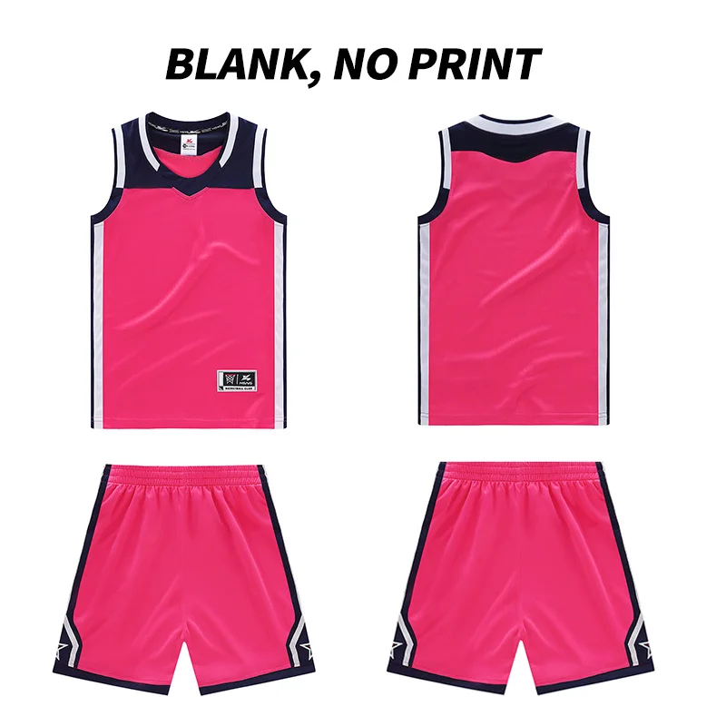 Молодежные Ретро баскетбольные майки на заказ детская Баскетбольная одежда дышащий командный спортивный костюм без рукавов спортивная одежда DIY униформа - Цвет: pink