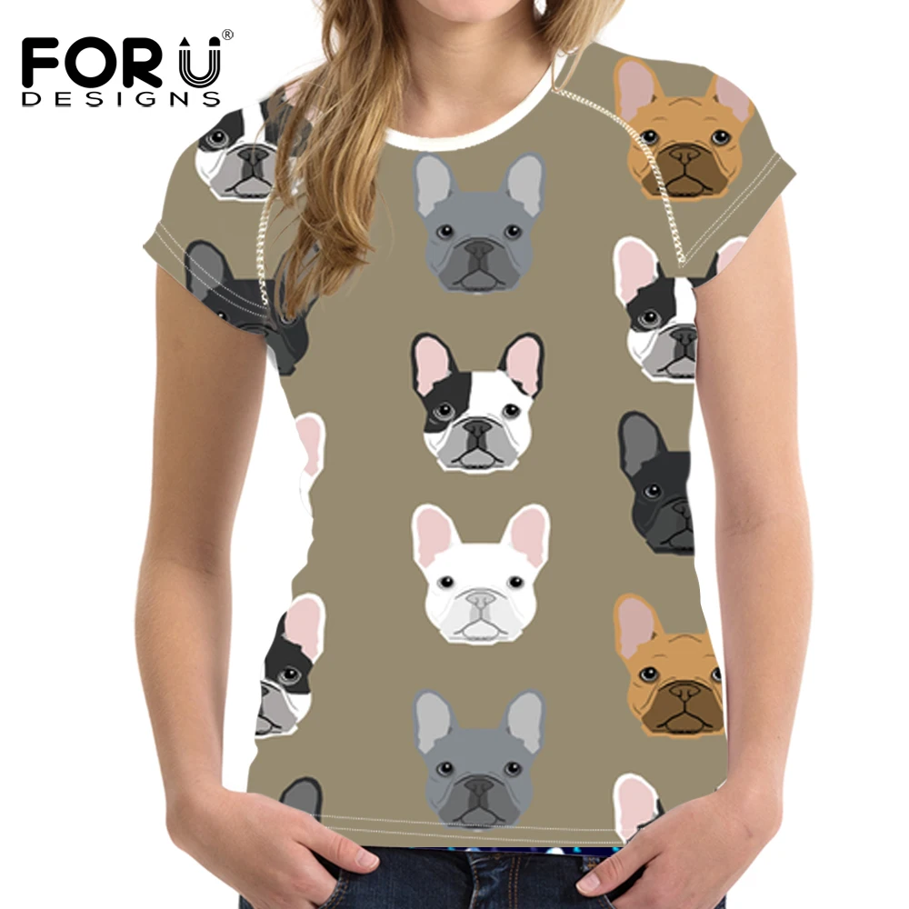 FORUDESIGNS/забавная Футболка с принтом французского бульдога для женщин Kawaii футболка