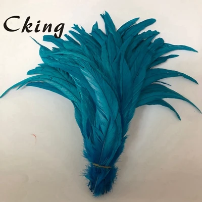 turquoise 100 шт. 30-35 см/12-14 дюймов оранжевый петух перо петушиное перо куриное перо с перьями из хвоста петуха 24 цвета - Цвет: turquoise