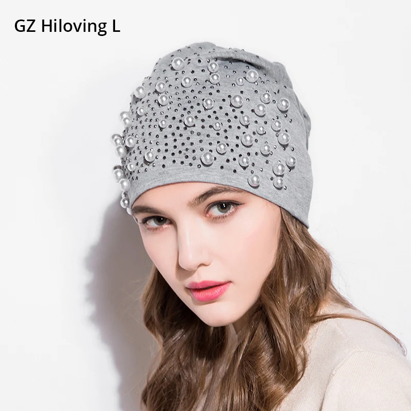 GZHilovingL, новинка, женские шапки со стразами, осень, зима, весна, Preals, женские шапки бини, мягкие, повседневные, полиэфирные, сутулящиеся шапки