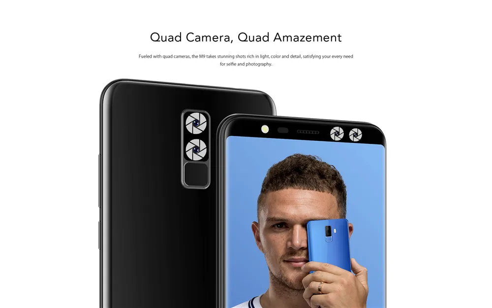 Leagoo M9 5," 18:9 полный экран четыре камеры Android 7,0 MT6580A четырехъядерный 2 Гб ОЗУ 16 Гб ПЗУ 8,0 МП отпечаток пальца 3g WCDMA мобильный телефон