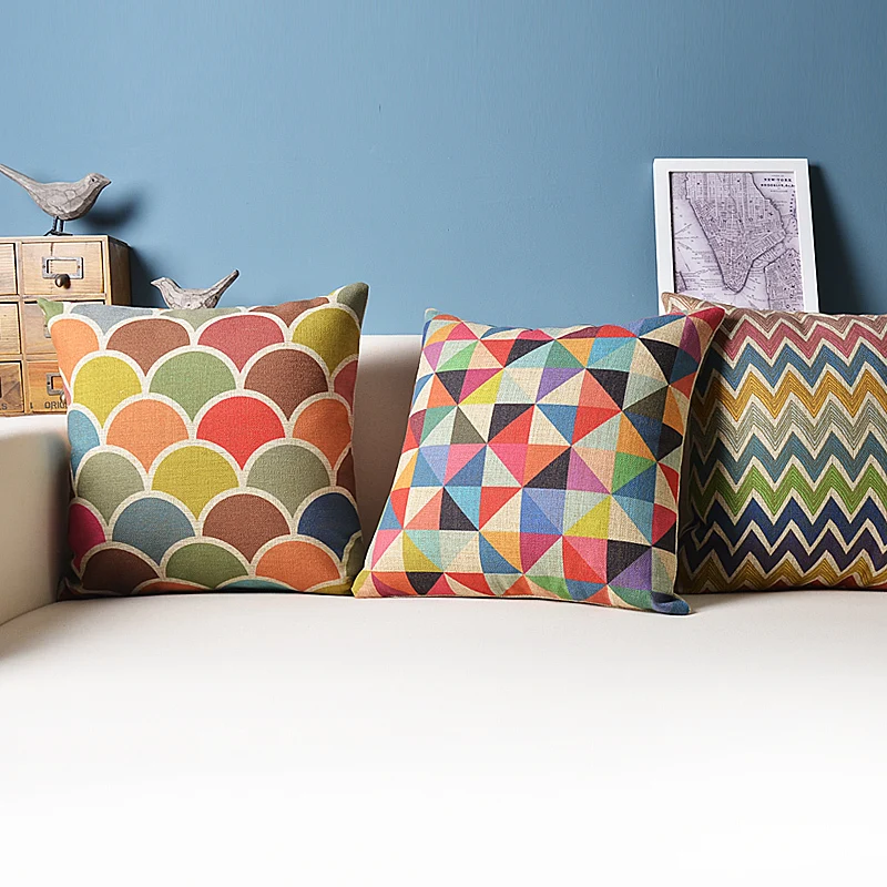 Geometric Cushion Decorative Pillows Colorful Cushions Home Decor Capa Para Almofada Cojines Decorativos Pillow Color Decorative Pillowscojines Decorativos Aliexpress