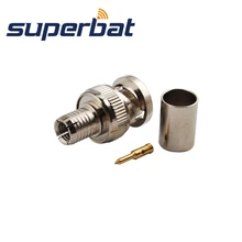 Superbat 10 шт. BNC обжимной штекер мужской никелевый соединитель для CCTV кабель 50-5 прямой