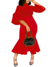 Frauen Red Christmas Party Kleid Sexy Mesh Sheer Kleid Bodycon Meerjungfrau Fishtail Midi Kleider Elegante Abend Abendessen Datum Kleid