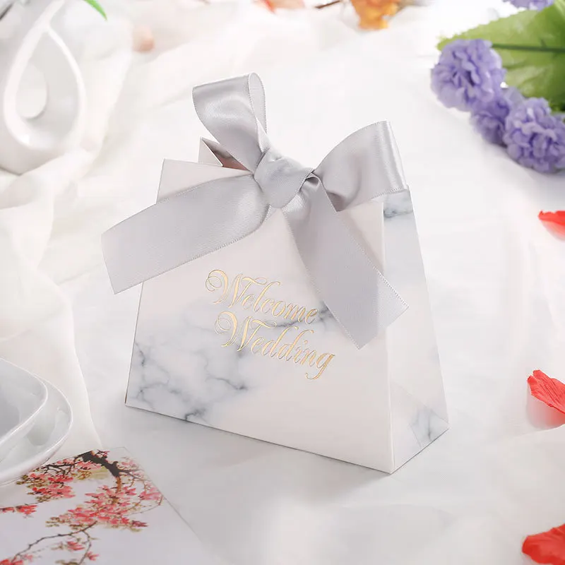 10 шт бумажный мешок мрамора Рождественский мешок конфеты Добро пожаловать Свадебные европейские сладости мешок печенья спасибо Свадебные сувениры подарочная коробка - Цвет: Серый