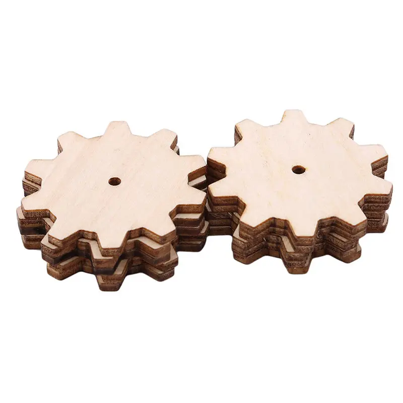 

Useful 10pcs Unfinished Wood Gear Puzzle Hand Drawn Doodle Accessories For Board Game Pieces Arts Crafts Projects Ornaments