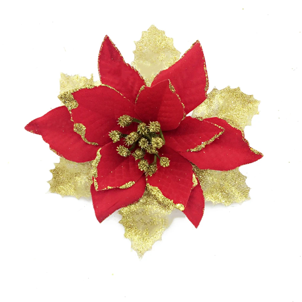 Рождественская елка декорации Искусственные цветы Рождество 15 см Poinsettia Блеск