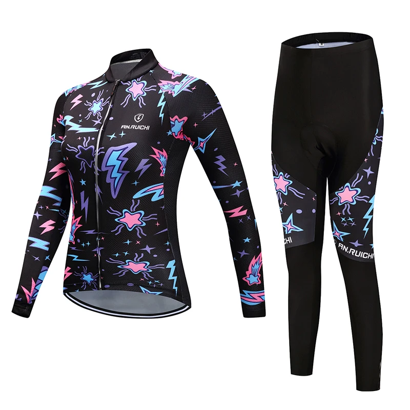 

Women Long Sleeve Bicycle Cycling Sets Quick Dry Pattern Printing 3D Padding Cushion Sport Jerseys Customized/Wholesale Service