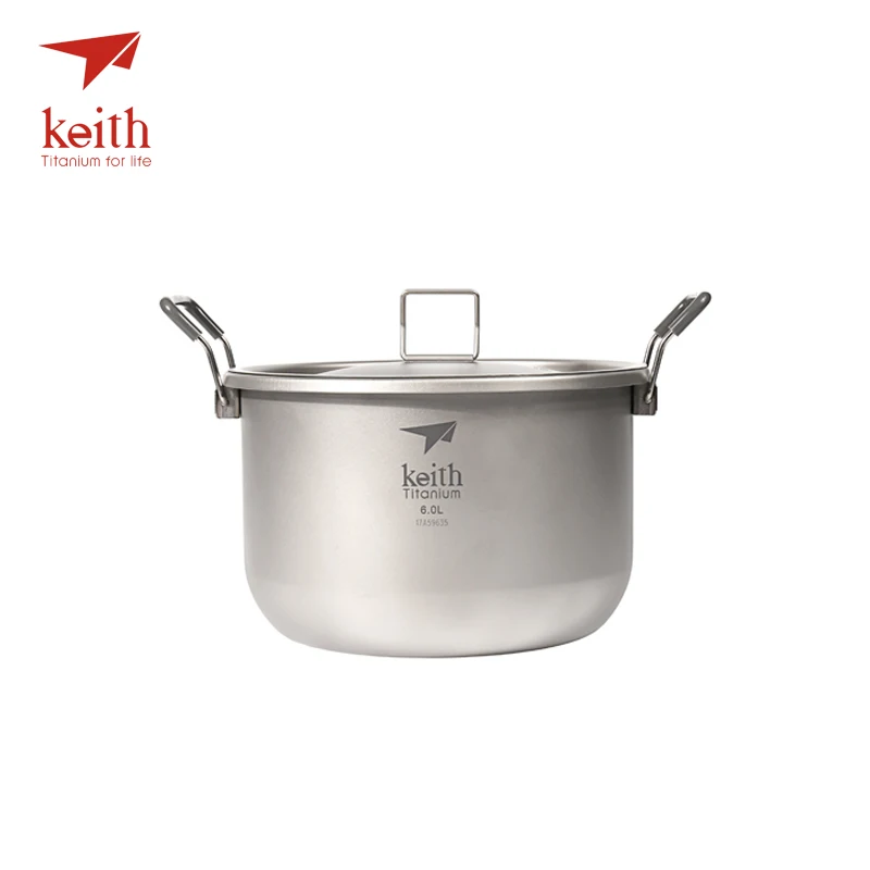 Keith titanio 4-5 persona grande de marihuana portátil plegable al aire libre ultraligero de colgando olla Picnic senderismo utensilios de cocina 6L Ti8301
