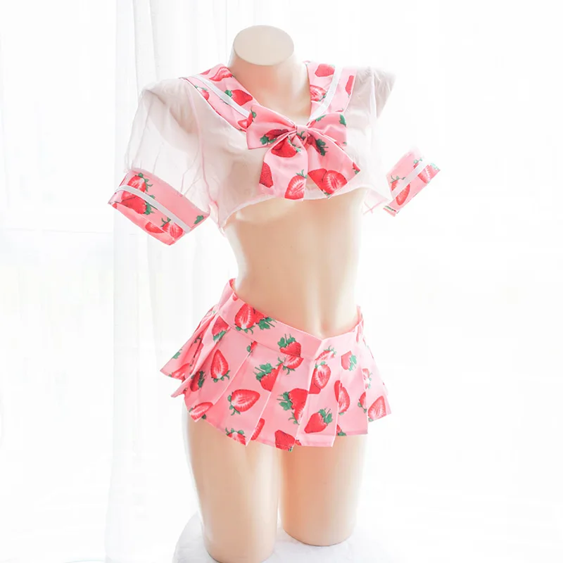 Сексуальная Новинка Аниме девушка Kawaii клубника печатная сексуальная розовая