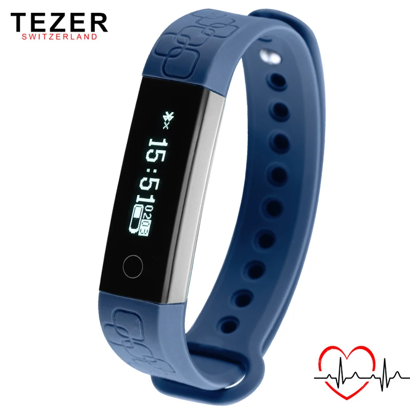 

TEZER sport Wrist band Smart bracelet R3 for Android IOS Alarm Heart Rate Monitor Remote Contro black/ blue/rose red Passometer