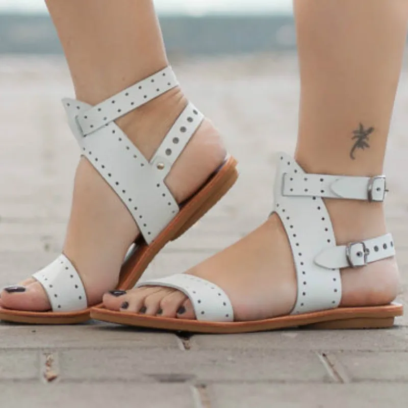 

2019 summer beach sandals gladiator woman open toe fashion punk hollow hole women sandals black white Casual Beach Shoes
