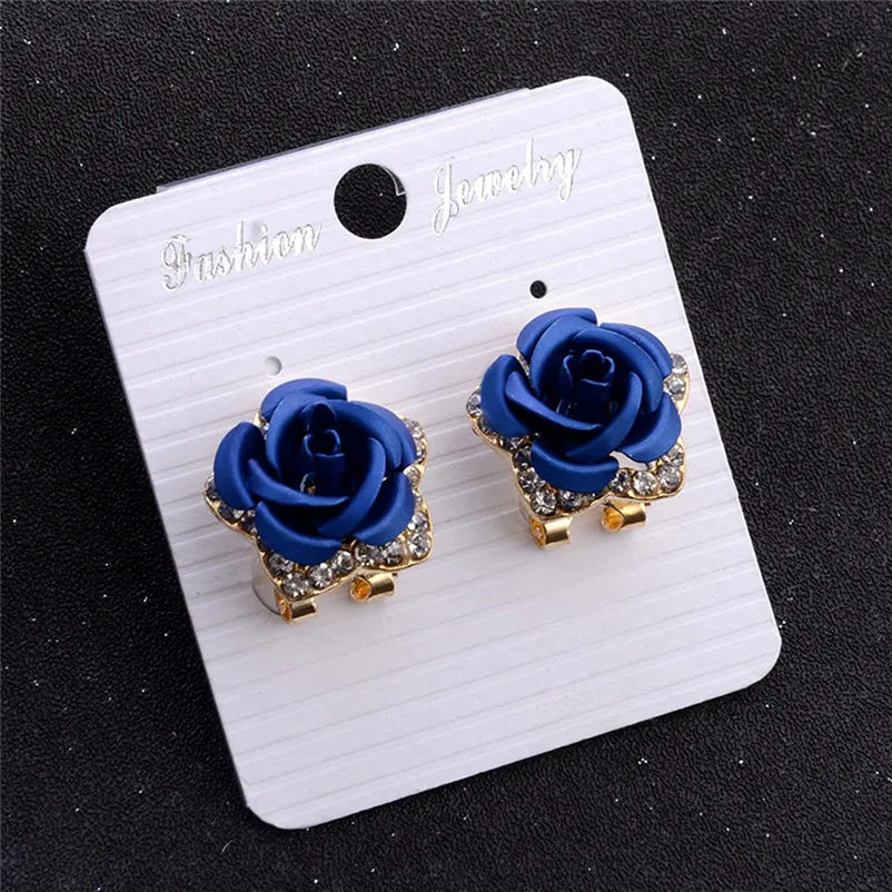 2018 Fashion earrings for women Rose Flower Rhinestone Earrings For Women Summer Style Jewelry Brincos Bijoux Femme J06#N (5)