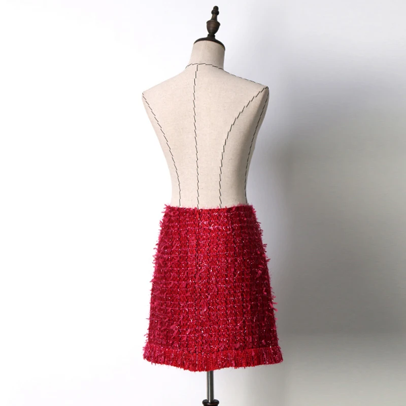 Fashion Korean Style Elegant Office Lady Tweed Skirt Autumn 2018 Women Pearl Tassel Design High Waist A Line Mini Winter Skirt Fashion Korean Style Elegant Office Lady Tweed Skirt Autumn 2018 Women Pearl Tassel Design High Waist A Line Mini Winter Skirt