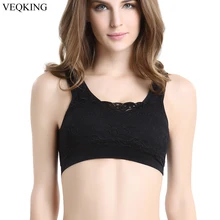 VEQKING Lace XXL кружевной спортивный бюстгальтер без косточек с поролоновыми вставками Йога Фитнес Топ спортивные топы Спортивные, для тренажерного зала Беговые Спортивные бюстгальтеры, топы