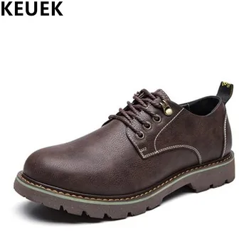 

New arrival Men Casual leather shoes Non-slip Wear-resistant outdoor Tooling shoes Lace-Up Male Flats 061