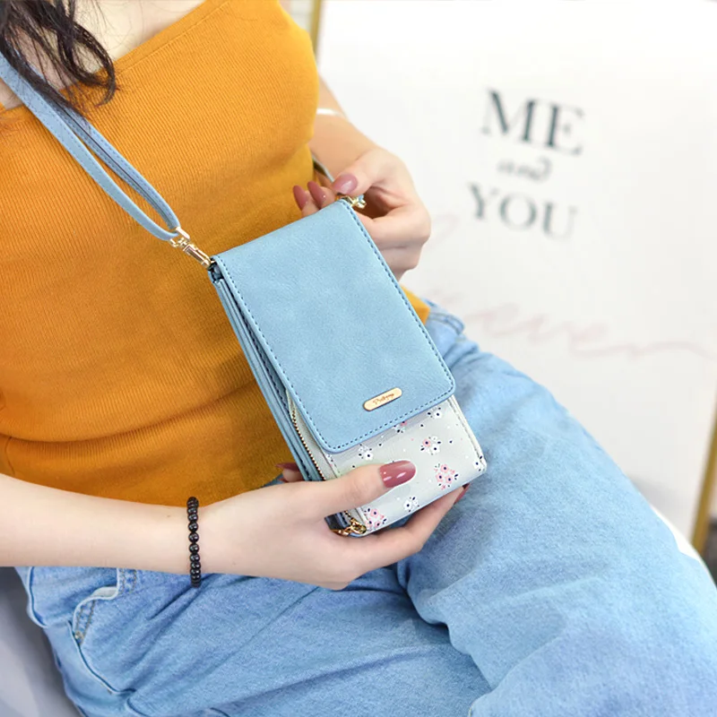 

2019 New Fashion Flowers Women Messenger Bags Large Capacity Phone Money Purses Hasp Coin Zipper Wallet Lady Shoulder Bags