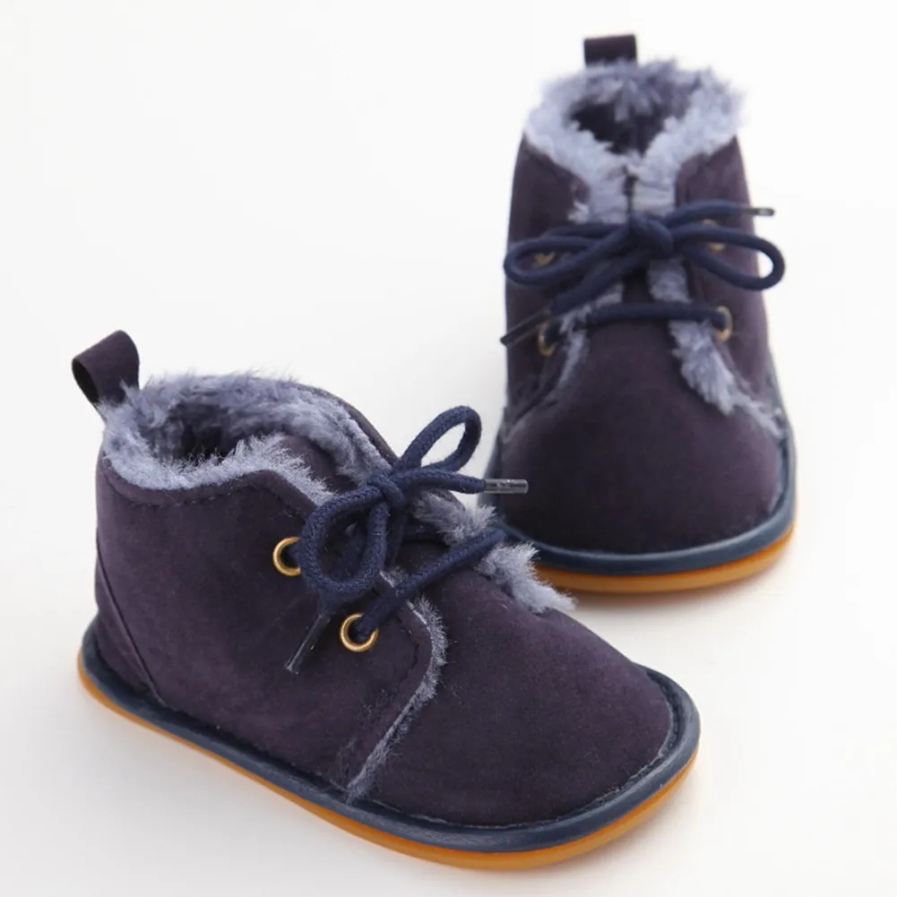 Повседневная обувь для новорожденных и маленьких девочек; 6 цветов; Милая зимняя теплая популярная детская обувь с бантом; мягкая подошва; обувь для первых прогулок; Pudcoco; Лидер продаж - Цвет: Dark Blue