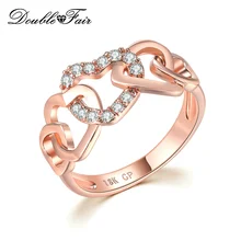 Двойная ярмарка 5 больших сердец любви соединены с сияющим CZ камнем кольца на палец для женщин девочек юбилей ювелирные изделия горячая Распродажа DFR668