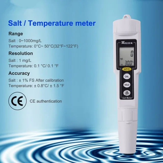 

Portable Salt Tester Meter Water Quality Monitor Digital Salinometer Waterproof Pool SPA Salinity Tester CT-3080 CT-3081 CT-3086