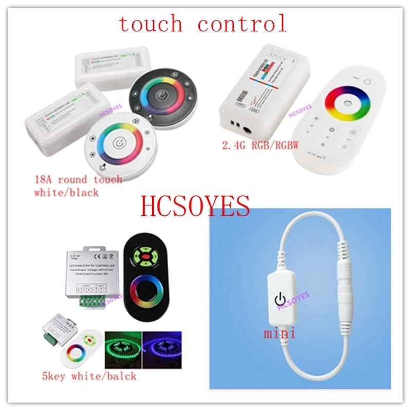 

DC12-24V 2.4G 18A RF remote touch round 5key mini wireless LED touch controller RGB/RGBW colorful for led moudle strip