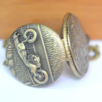 

The Latest Unisex Casual Wild Table Popular Leopard Riding Motorcycle Quartz Pocket Watch Retro Innovative Design Pocket Watch