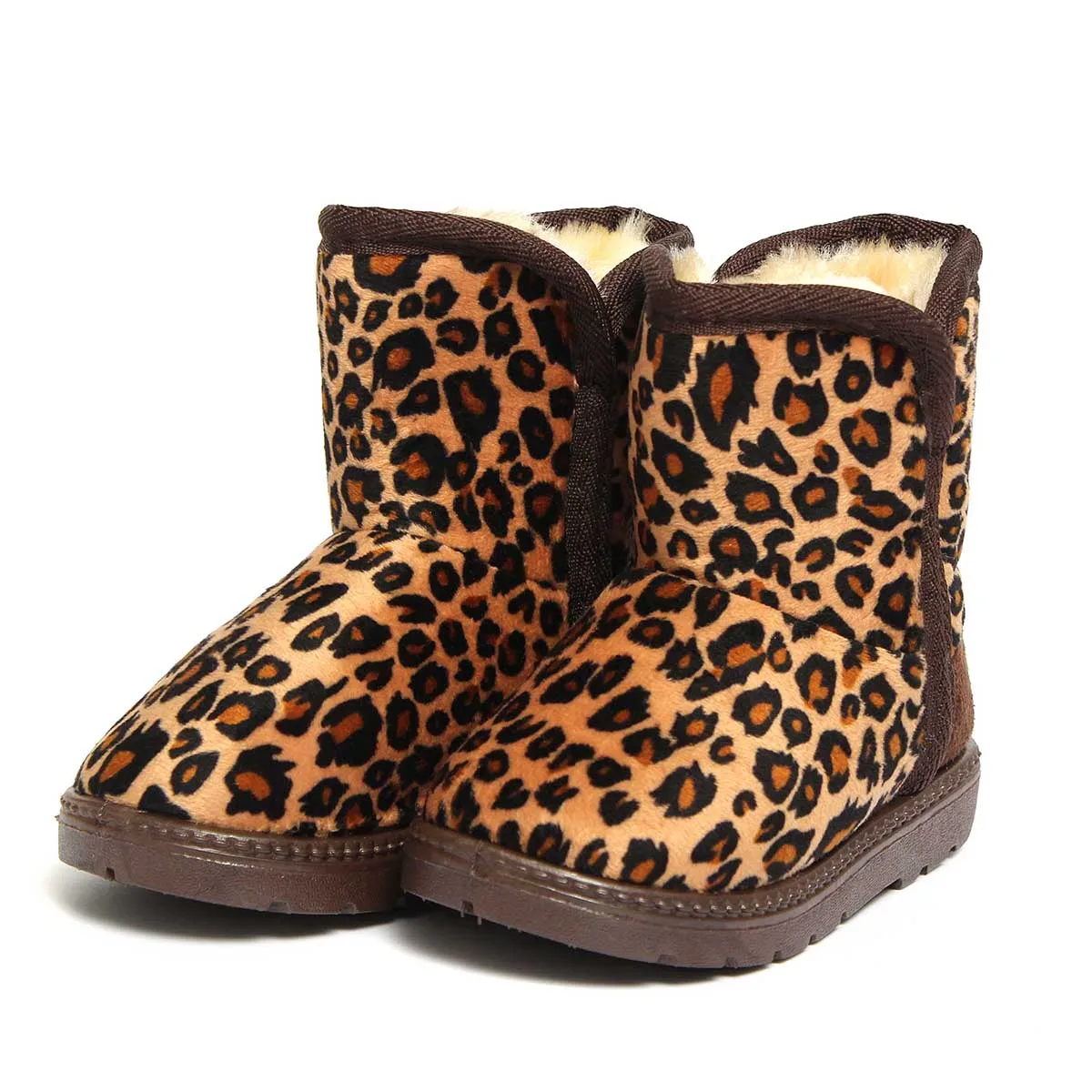 

Autumn Winter Fashion Boy Girl Leopard Print Thicken Villi Super Warm Boot Shoe Kids Unisex Snow Boots Anti-Slip Shoes