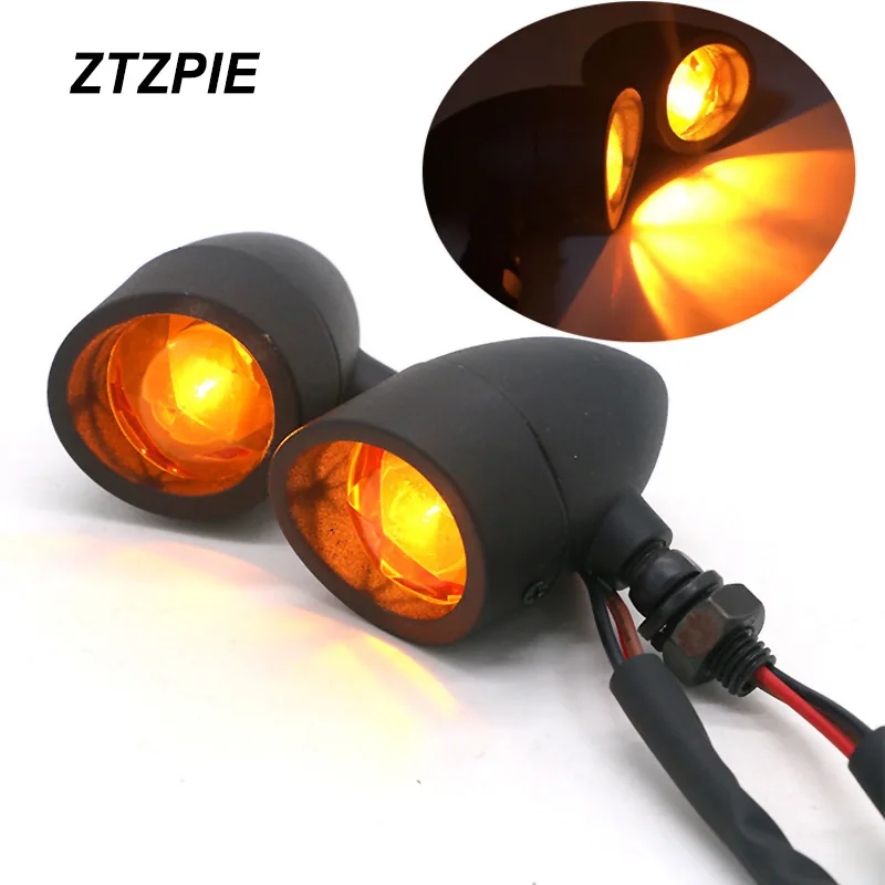 

ZTZPIE Motorcycle Modified Turn Signal Harley Steering Light Retro Light Metal Turn Signal Harley Rruise Prince Hooded Lamp 2PCS